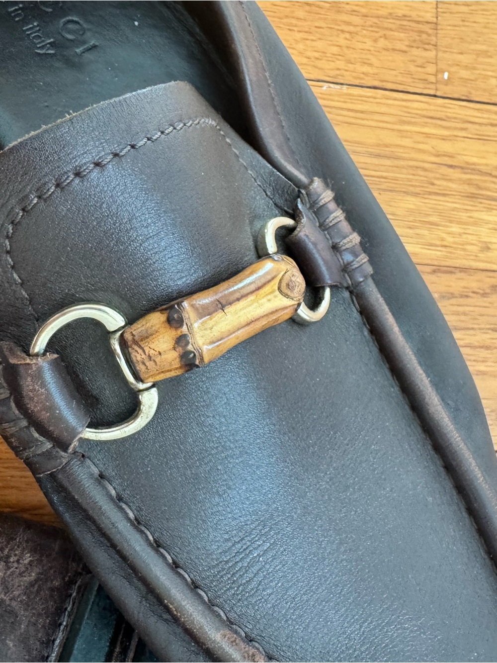 Gucci Brown Leather Men's Loafers with Bamboo Bit - Picture 3 of 5